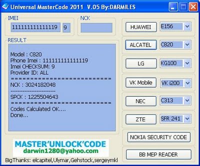 universal master code calculator s